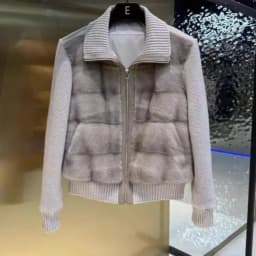 2026 Winter New High-End Knitted Sleeve Patchwork Mink Fur down Jacket Women's Short Fur Jacket