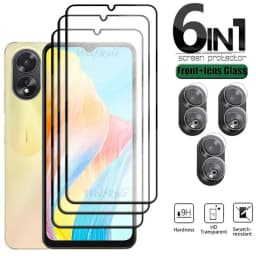 6-in-1 For OPPO A38 Glass For OPPO A38 Tempered Glass 9H HD Full Cover Glue Protective Screen Protector OPPO A38 A 38 Lens Glass