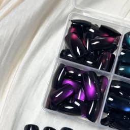 96pcs/box Short Square Cat Eye Press On Nails 4colors Glossy Glitter Cat Eye French Fake Nails Full Cover Acrylic Fake Nails Y2K