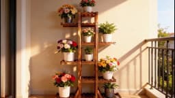 6 Tiers Wood Flower Planter Pot Stand Display Rack Indoor Outdoor Garden Holder