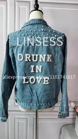 BRIDE Rhinestone and Pearl Denim Jacket Custom Mrs. Jean Jacket Wifey Denim Personalized Bridal Wedding Jacket Bride to Be Coats
