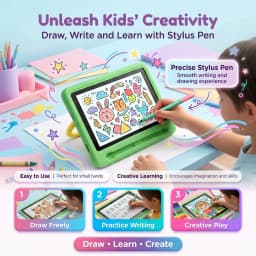 New K06 7" Kids Tablet PC Android16 24(3+21)GB Expanded RAM 128GB Storage Five‑Core Processor Shock‑Proof Protective Case Stylus Pen Learning Games Tablet For Boys Girls US Stock