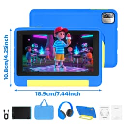 2026 NEW Bundle Kit 7 Inch Android 13 Kids Tablet Quad‑Core 8GB(2GB+6GB Expand RAM) 64GB EMMC With Headphone Storage Bag US Local Warehouse