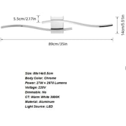 LED Wall Applique, Black Interior Wall Lamp, Warm White Light 3000K Modern Curve for Bedroom, Living Room, Corridor, 3000K