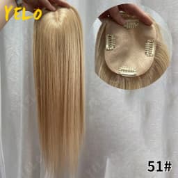 17 Inch Human Hair Toppers With 4 Clips 100% Straight Human Hair Topper Human Hairpieces 4inch×5inch Injection Base for Women