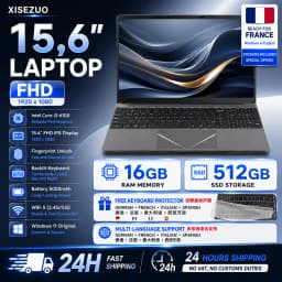Brand New 15.6" Laptop Computer Intel Core i3-6100U 8GB 16GB RAM 256GB 512GB SSD Notebook Windows 10 Pro FHD IPS 1920x1080 Screen WiFi 5 Bluetooth 5.2 Business Office Laptop Backlit Keyboard Lightweight Portable PC with Keyboard Cover Multilingual systems
