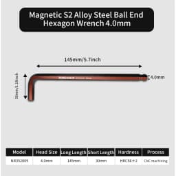1PC Hex Key Magnetic Ball End S2 Steel With T-Handle Hex Key 1.5MM-10MM Allen Wrench