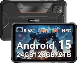 Blackview Active 5 Rugged Tablets PC, 8.68 '' HD+ 90Hz, IP68/IP69K Waterproof, Android 15 AI Tablets, 6GB+128GB, 6600mAh/18W