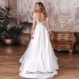 Elegant A-Line Long Sleeves Wedding Dress Modern Side Slit Organza Customized Bridal Gowns Luxury Appliques Scoop Robe de mariée