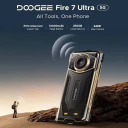 World premiere Doogee Fire 7 Ultra Rugged Phone 6.6" IPS Screen 64MP Octa-Core Smartphone 5G 32GB+256GB 13000mAh Android 15 NFC