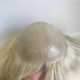 Wholesale Full PU 7x9 PU Injected Silicone Skin Natural Virgin Human Russian Hair Topper for Women in Stock