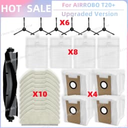 Fit For AIRROBO T20+ / T25+ / T30+ / L40+ / L50+ / L60+ / FIXR T20 Parts Main Roller Side Brush Filter Mop Cloth Pad Dust Bag