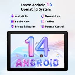 A7 Octa Core Tablet PC 10.95 Inch HD Screen Android 14 Tablet 16GB(4+12) RAM 128GB Storage Expandable 1TB TF Card 6800mAh Battery 5MP+8MP Camera Business Entertainment Tablet Black White