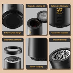 Charcoal Oud 2-in-1 Electric Incense Burner Type-C Portable Burner Aoma Diffuser for Car