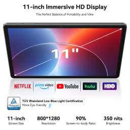 KINGRID T50 Android 16 Tablet PC 10.9 Inch HD IPS Display Octa-Core Unisoc T615 24GB (6+18) RAM 128GB ROM 8000mAh Battery Dual Band 5G WiFi Bluetooth 5.0 GPS Google Play OTG Type-C Tablet for Online Learning Gaming Video Streaming Office Entertainment