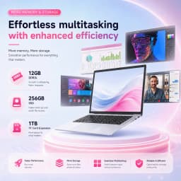 Ultra Slim Brand New PC 14.1'' Laptop Computer N3710 Quad Core 12GB RAM 256GB SSD Windows 10 Pro Notebook PC FHD 1080P Display Ultra Thin Portable Laptop WiFi Bluetooth 5.2 Webcam Computer for Student Business Office Home Use Lightweight Laptop PC