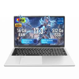 Laptop Laptop Full HD + Intel Celero N5095, 16 Go RAM, 512 Go SSD, Keyboard AZERTY French backlit with digital keypad, fingerprint unlock, Windows 11, WiFi Dual Band, bluetooth, PC Portable ideal for