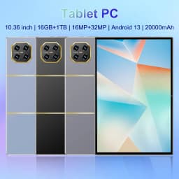 10 Core 2026 New Android 13 Tablet 5G WiFi Portable 20000mAh Large Battery 16GB RAM 1TB ROM 16MP+32MP Camera For Movie Streaming Home Media Player