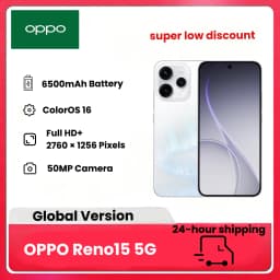 OPPO Reno15 5G Smartphone Android, 8+512GB, Pantalla 6.59" 120Hz, 50MP Ultra Wide Selfie Camera 3.5x Telephoto Vibe Portrait | ColorOS 16, AI Portrait Glow, Bater ía 6500mAh, IP69,exclude charger