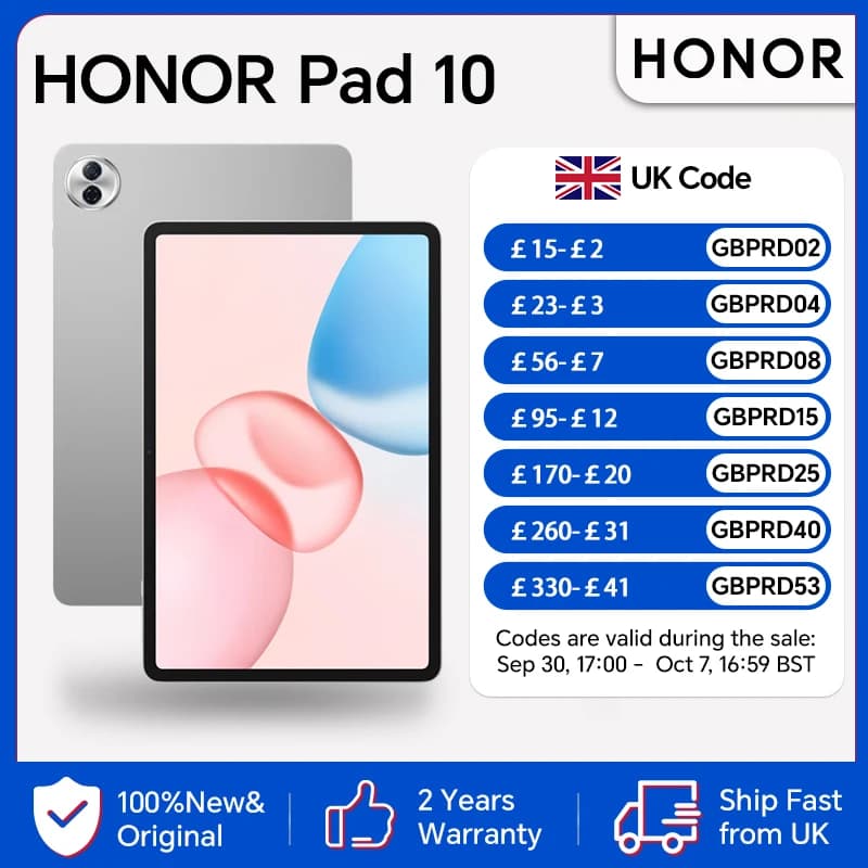 HONOR Pad 10,EU Version, 8GB+256GB, 10100mAh Battery,12.1-inch 120Hz 2.5K Eye-Care Display,Snapdragon 7 Gen 3,HONOR Tablet,Android WIFI Tablet