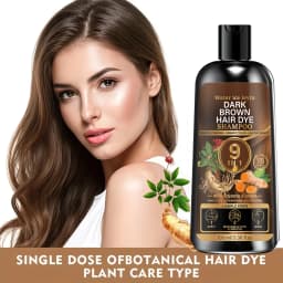 9 In 1 Natural Dark Brown Hair Dye Shampoo With Ginseng Ginger Gentle Coloring Shampoo Long Lasting Chestnut Hair Color 100ml