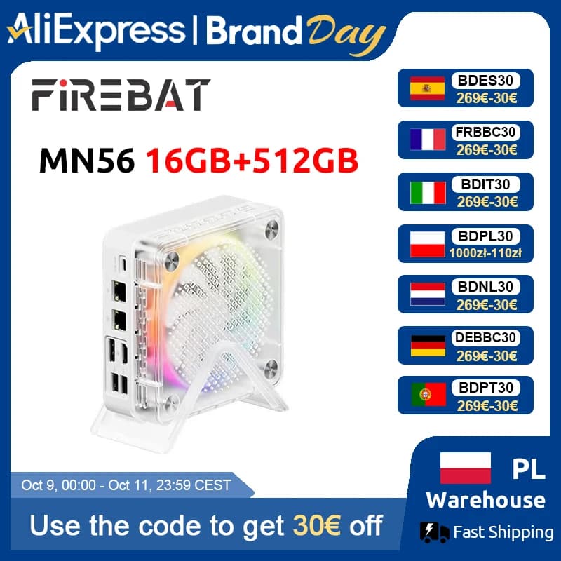 Firebat Mn56 Mini Pc Windows11 Amd R7-8745Hs Ddr5 16Gb+ 512Gb Ssd/Amd R7 H255 Lpddr5 24Gb+1Tb Ssd 8 Cores Desktop Computer Bt 5.2 Wifi6 HDMI Type-C USB