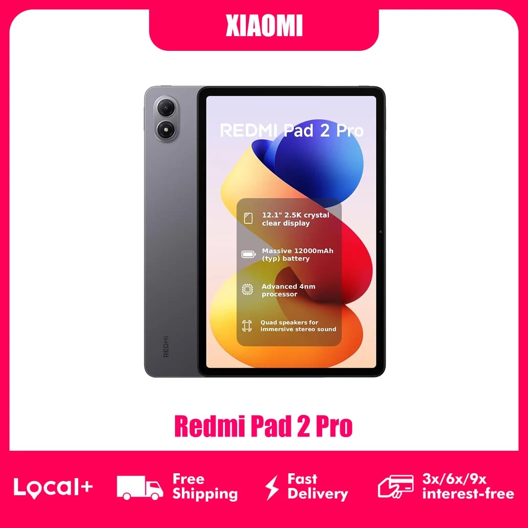 Xiaomi Redmi Pad 2 Pro 12.1-Inch 2.5K 120Hz Snapdragon Tablet ® 7S Gen 12000Mah 27W Reverse Charging Wired Charger with Reverse Charging Function