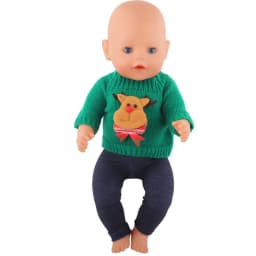 43 Cm Baby New Born Doll Clothes Wool Cute Santa Claus, Tree, Elk Christmas Clothes Suit For American 18 Inch Girl Doll Toy Gift