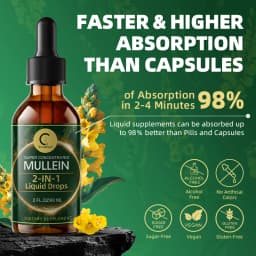 Mullein Leaf Extract Drops - Lung Cleanse - Powerful Mullein for Immune Support,Detox & Respiratory Support - Herbal Supplements