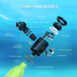 SMACO Mini Scuba Tank 0.5L Portable Diving Tank 200Bar For 16ft Depth Diving + 4500Psi Electric PCP Air Compressor AC DC Power