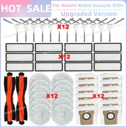 Fit For Xiaomi Robot Vacuum X20+, X10+ / X20 Plus, X10 Plus Parts Roller Side Brush Hepa Filter Mop Cloth Dust Bag Accessories