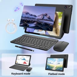 A10L Octa Core Android Tablet PC 10.1 Inch HD LCD Laptop Style Tablet Android 15 24GB(4+20 Virtual) RAM 64GB ROM 5000mAh Type‑C Complete Full Accessories Set Portable Tablet PC For Home Study Entertainment