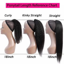 Kinky Straight Wrap Drawstring Kinky Straight Human Hair Ponytail for Balck Women Yaki Straight Remy Human Hair Ponytail #1B