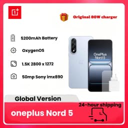 OnePlus Nord 5 Smartphone , 6.83 Inch AMOLED Display, Snapdragon 8s Gen 3, Dual Camera 50 MP, 5200mAh Battery, with 80W Charger