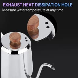 350/600ml Stainless Steel Drip Coffee Pot  Nonstick Gooseneck Drip Coffee Pot Wooden Handle Coffee Pot with Thermometer