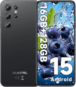 OUKITEL C1 Android 15 Cell Phone Unlocked 2025-16GB+128GB(TF 1TB), 6.52'' Waterdrop Screen, 5150mAh Battery Smartphone, 13MP Camera