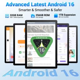 New K6Pro 11" IPS Display Tablet PC A333 5‑Core Processor 32(3+29)GB Virtual Expanded RAM 256GB Storage 7800‑mAh Android16‑GO WiFi6 BT5.4 Widevine L1 HD Streaming Tablet