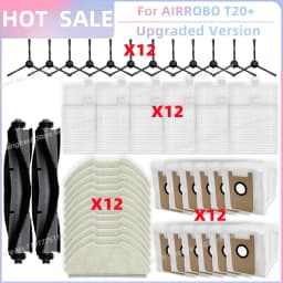 Fit For AIRROBO T20+ / T25+ / T30+ / L40+ / L50+ / L60+ / FIXR T20 Parts Main Roller Side Brush Filter Mop Cloth Pad Dust Bag