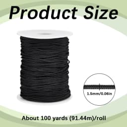 1.5mm 100 Yards Black Nylon Cord Wind Chime Cord Replacement Braided Lift Shade Blind String for Windows Roman Rollers Repair