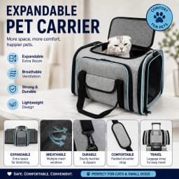 Stylish Breathable Pet Carrier with Double Side Expandable Design, Portable Hand Crossbody Shoulder Travel Bag for Cats & Dogs