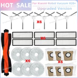 Fit For Xiaomi Robot Vacuum X20+, X10+ / X20 Plus, X10 Plus Parts Roller Side Brush Hepa Filter Mop Cloth Dust Bag Accessories