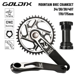 GOLDIX MTB Crankset 170/175mm SL 3 Bolt Direct Mount Crank 0mm Offset 34T 36T 38T 40T Chainring for XC AM