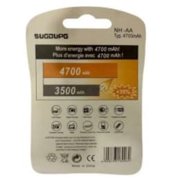 Pilha AA Sugdupg – Recarregável 4700mAh, Kit com 4 Unidades para Dispositivos Eletrônicos