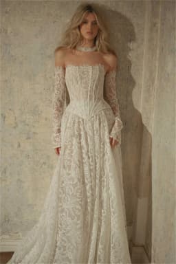 Kyoto Customized Beige Floral Lace A-line Wedding Dress Exquisite Detachable Sleeves vestidos de noiva Sweep Train Formal 2025