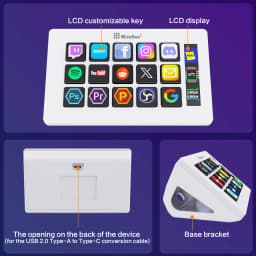 MiraBox 293S Stream Deck Macro Keypad โ 15 Customizable LCD Keys for OBS, Music, Web & Productivity, Drag & Drop Setup
