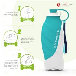 Superdesign Large Capacity Foldable Dog Water Bottle - Portable Design, Leak-Proof and Durable Material, Ergonomic Handle and Strap, 20 Ounces Suitable for Camping, Hiking, Outdoor Adventures, Pet Hydration Equipment, Stylish Pet Accessory
