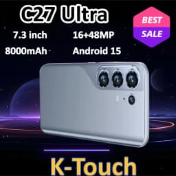 K-Touch Mobile Phones C27 Ultra 5G Dual SIM Smartphone 7.3 Inch Android 15 Cell Phone 22GB 2TB 8000mAh Face Unlock 16+48MP Camera Cellphones For Men Women Gifts