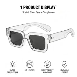 Thick Square Frame Sunglasses UV400 Protection Men Women Retro Black Shades 100% UVA UVB Blocking Eyewear For Beach Travel Street Fashion