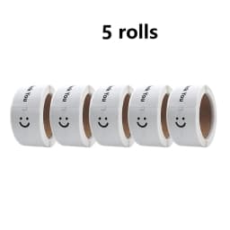120Pcs/roll Smiling Face Black and White Thank You Rectangular Seal Sticker Gift Sticker for Homemade Packaging Decoration Label