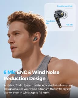 SOUNDPEATS C30 Wireless Earbuds -52dB Hybrid ANC Bluetooth 6.0 Headphones Hi-Res LDAC Audio, 6 Mics ENC, Fast Charge IP54
